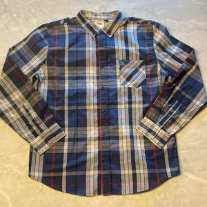 Levi’s plaid button down shirt. Men’s XL. Navy red and white. #America